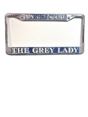 Vintage Nantucket “The Grey Lady” Blue Enamel Metal License Plate/Photo Frame